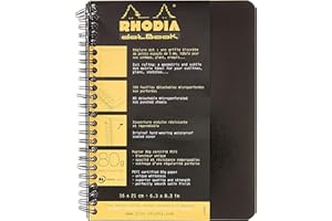 RHODIA 193439C – Zeszyt spiralny w kolorze czarnym – A5+ 16 x 21 cm – punktowy układ stron – 160 stron – papier Clairefontaine biały 80 g/m² kołonotes kołonotatnik