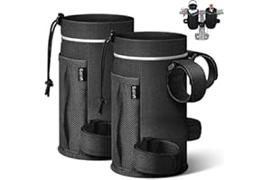 Likesing 2 Pièces 12-24oz Porte Gourde Velo Sans Vis Bidon Porte Velo avec Poche en Maille et Bandes réfléchissantes Porte Gourde VTT Bouteille de Vélo Guidon Poussette Porte Gourde Randonnée Fauteuil