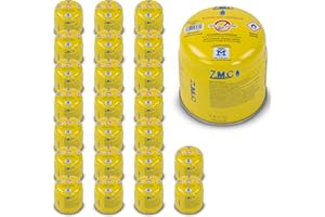 Z.M.C 24x 190g 400ML Butano Cartucho de Perforación Gas Stechgaskartusche con Válvula Seguridad para Cocina Quemador Cocinilla Camping Mechero Bunsen Soplete Soldar EN417