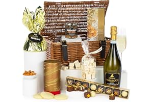 Virginia Hayward Christmas Hamper, Christmas Prosecco Basket - Hampers & Gourmet Gifts Delicious Treats - Festive Nibbles, Prosecco, Biscuits, Nougat, Chocolates & More - Luxurious Christmas Presents