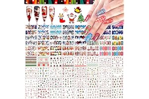 72 Hojas de Pegatinas Navideñas para Decoración de Uñas, EBANKU Calcomanías para Uñas con Transferencia de Agua, Navidad Papá Noel Renos Campana de Navidad Calcetines Diseño de Uñas para Decoración