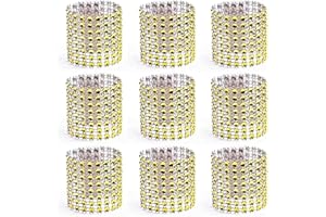 WADY Set di 100 anelli portatovaglioli con strass dorati per decorazioni da tavolo, matrimoni, cene, feste, decorazioni fai da te