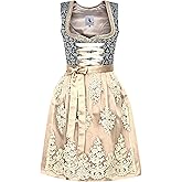 Alpenmärchen Midi Dirndl Mit Schürze - Gr. 32-54 - Samt Mieder & Jacquard Stoff