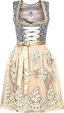 Dirndl Damen 2-teilig Midi - Inklusive Spitzenschürze Größe 32-54
