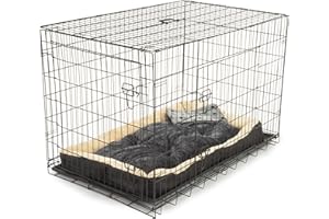 Alphapet® Heavy Duty Pet Dog Cage INCLUDING FITTED FLEECE BED AND BLANKET Puppy Rabbit Animal Car Cage Crate Foldable Carrier Run Hutch Available in 5 Sizes (XX Large (48") with Bed)