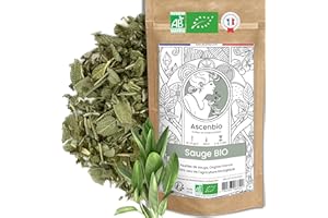 Ascenbio ✿ Sauge séchées BIO ✿ 180 g ✿ FRANCE 100% PUR ✿ Tisane Maux de Gorge, Irritation, Préférée du Roi-Soleil ✿ Préparé et conditionné en France ✿ Emballage biodégradable
