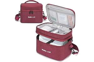 DADA LAB Medikamententasche für Inhalationsgeräte wie Pari Boy, Medisana & Omron – Wasserabweisende Erste Hilfe Tasche für Inhalator Zubehör, Medikamente, Tragbar für Reisen, Büro & Zuhause (Rot)