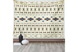 ABAKUHAUS Ethnisch Wandteppich, Aztec India aus Weiches Mikrofaser Stoff Waschbar ohne Verblassen Digitaldruck, 150 x 110 cm, Beige Braun