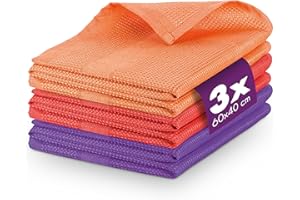 ‎LAVANDOLA Lavandola 3X Mikrofasertücher - Fusselfreie Fensterputztücher für streifenfreie Scheiben - Saugstarke Putztücher für Küche & Bad - Microfasertücher, Microfaser Putzuch, Fenstertuch streifenfrei