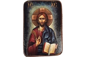ICONSGR Icono de madera griega cristiana ortodoxa de Jesucristo / A02