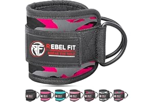 Rebel Fit Ankle Straps For Cable Machines Work Out Cuff Attachment For Home, Ankle Cuffs Workouts- Kickbacks, Leg Extensions, Cable Ankle Strap Adjustable Support Gym Cuffs