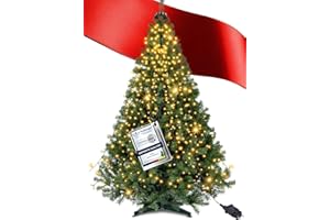 ‎MENZ Menz Künstlicher Weihnachtsbaum 180 cm LED 2-in-1 Set, Tannenbaum Künstlich mit Lichterkette, Dichte PVC-Zweige, Stabiler Christbaum-Ständer, Einfach zu Montieren und Lagern