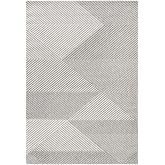 Koza Halı Retro Krem Gri Geometrik Desenli Tozumaz Salon Koridor Balkon Teras Bah&ccedil;e Oturma Odası Halısı 19270a, 60 x 100