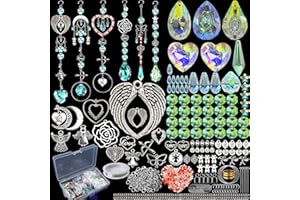 VEEKAY 500 Pièces Kits de Fabrication de Attrape-Soleil,DIY Cristal Suncatchers,Pendentif Cristal à Suspendre Attrape-Lumière,pour décoration de fenêtre,décoration de jardin,avec crochet de suspension