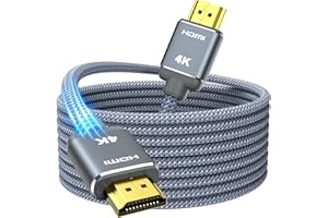 Snowkids Câble HDMI 4K 4.5m Câble HDMI par Ethernet en Nylon Tressé Supporte 3D/ Retour Audio - Cordon Hdmi pour Lecteur Blu-Ray/PS-3/ PS-4/ for Netfix/for Fire TV/Ecran - Gris