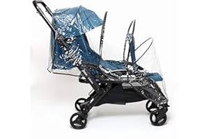 VIDIAMO - Habillage de Pluie pour Poussette Limo - Arceaux Rigides - Extensible grâce à une Fermeture Éclair pour une Utilisation Simple ou Double - Plastique Transparent + Coutures Noires