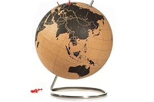 Suck UK | Korkowy Globus z Pinami | Globy Ziemi Dla Home Office | Korkowy kula ziemska | Wystrój biurka | Globus Dla Dzieci | Tablica korkowa z mapą świata i dziennik podróży | Czarny duży