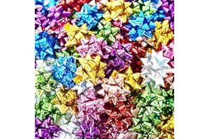 Dooozy 100 Pcs 2" Lazos Regalo Adhesivos Set, 7 Colores Laser Moños y Cintas para Decorar Regalos, Bodas, Fiestas, Cumpleaños