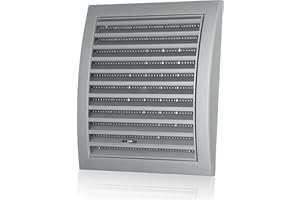 ABOUT VENT Ø 125mm Grille de Ventilation Réglable en Plastique ABS Argentée avec Moustiquaire et Bride - Grilles d'aération