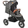 Amababy Swift Jogging Pushchair Stroller. Lightweight Stylish Running Stroller. Airless Tires, Fully Reclining, Locking Front Wheel, Three Wheel Pushchair