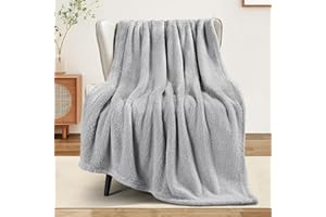 Exclusivo Mezcla Soft Fleece Throw Blanket for Sofa, Super Soft Velvet Plush Blanket for Bed, Fuzzy Cozy and Warm for All Seasons, 127x152 CM, Light Grey