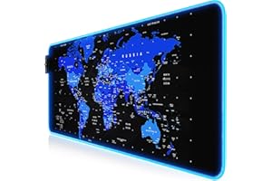 TITANWOLF - RGB Tappetino per Mouse da Gioco XXL -800x300mm - LED Colori e Effetti di Luce - Precisione e velocità - Lavabile - per Computer PC e Laptop - Global blue