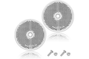 AGRISHOP Blanco Catadioptrico Reflectores,2Piezas,Ø60mm,Homologado E,Redondo con Tornillo, Catadrioptico Reflectante Reflectore para Caravana Bicicleta Coche(Blanco/Redondo/2Piezas)
