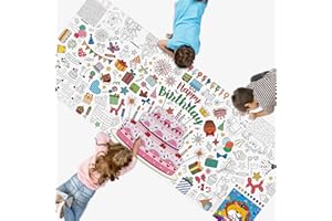 SPRITEGRU Affiche à colorier d'anniversaire, grand papier d'activité à colorier 190cm x 78cm, format jumbo, papier polyvalent, peinture et dessin DIY, bannière/nappe pour l'école, fêtes d'anniversaire