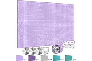 Miuzei Schneidematte A2 A3 Selbstheilende mit Rollschneider Ersatzklingen 45mm,Groß Bastelunterlage Schnittfest Mat Set,Schneideunterlage Nähen Cutter Stoffschneider für Stoff,Leder,Lavendel