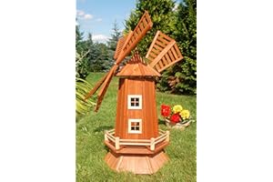 Deko-Shop-Hannusch Moulin à Vent en Bois imperméabilisé avec roulement à Billes Grand modèle