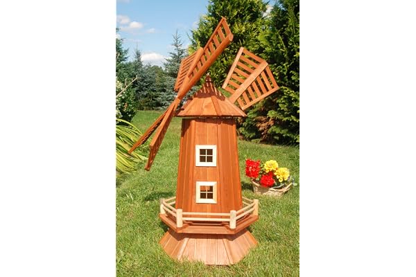 Deko-Shop-Hannusch Moulin à Vent en Bois imperméabilisé avec roulement à Billes Grand modèle