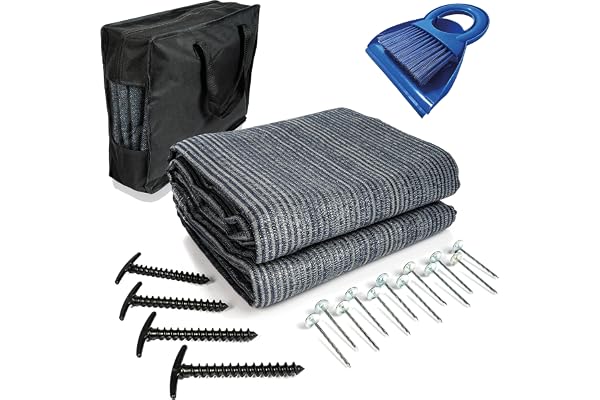 Mr Nomad Tapis Auvent Caravane 300 g/m² – Tapis de Camping Extérieur Respirant avec 4 Piquets en T, 12 Sardines en Acier et Sac