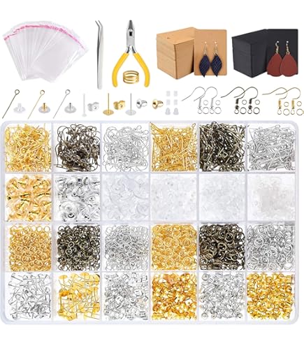 SUNNYCLUE Kit Fai Da Te Per 10 Paia Di Orecchini In Porcellana | Con Perline, Ganci In Ottone E Istruzioni | Ideale Per Creare Gioielli Boho