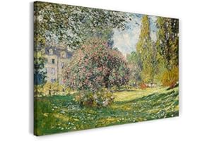 Printed Paintings Impression sur Toile (120x80cm): Claude Monet - Paysage au Parc Monceau (1876)