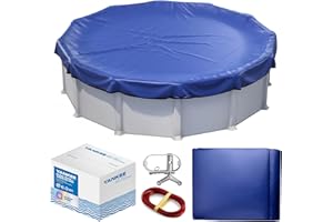 YANKEE POOL PILLOW Yankee Poolabdeckung rund für 550–600 cm Pools | Ø 680 cm Planenmaß | 200g/m² PE, zweifach beschichtet | reißfest und UV-beständig | blau | für Sommer und Winter