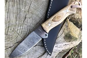 Perkin Coltello da Caccia Damasco con Coltello Sharpcraft a Lama Fodera SK500