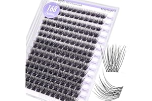BEYELIAN Ciglia Finte Ciuffetti, 168 Pcs D+ Curl Lash Clusters, Fai Da Te Ciglia Finte per Uso Personale a Casa (C Style)