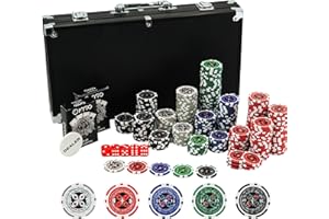 Kyto Mallette de poker 300 pièces – Idéal pour Texas Holdem – Avec valise, jetons de poker, cartes de poker et tapis de poker – Jeu de poker parfait pour les professionnels et les débutants dans le