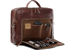 SID & VAIN Laptoptasche SIMON aus Premium Leder I Business-Tasche XL groß für Herren und Damen 15 Zoll extra Laptop-Hülle I Umhängetasche Aktentasche handgefertigt