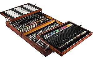MONT MARTE Kit Peinture Premium Deluxe - 174 pièces - Set de Dessin de haute qualité dans un élégant coffret en bois - Set complet de Mixed Media - Parfait pour les Enfants, Débutants et Artistes