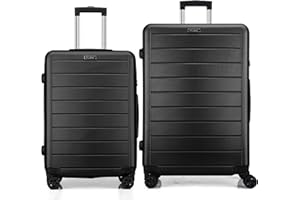 FLIEE Suitcase Set | Lightweight Hard Shell Suitcases | 4 Silent Dual Spinner Wheels | TSA 3 Digit Combination Lock | Aluminium Telescopic Handle | 2 Pcs Luggage Sets (Black, Medium 24''+ Large 28")