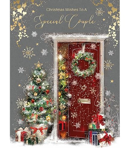 Cherry Orchard Stunning Christmas Cocktail Happy Christmas Card With Gold Foil And Glitter Details And Gold Envelope