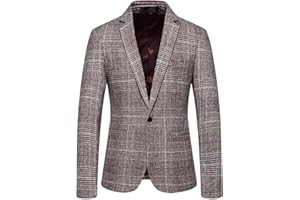 NUSGEAR 2021 Blazer Hombre Chaquetas de Traje Slim fit Blazer de un Pecho Negocio impresión a Cuadros Moda Chaqueta de Lana Abrigo Blazer Esmoquin Cómodo Casual Abrigos Otoño Invierno Manga Larga Boda Fiesta