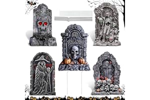 BEAUTLOHAS. 63CM Halloween Grabstein Dekoration, Rip Inschrift, 5PCS Halloween Yard Signs Decor Realistisch Grabstein Friedhof Dekorationen mit Pfahl für Haunted House Garden, Yard, Horror Decoration