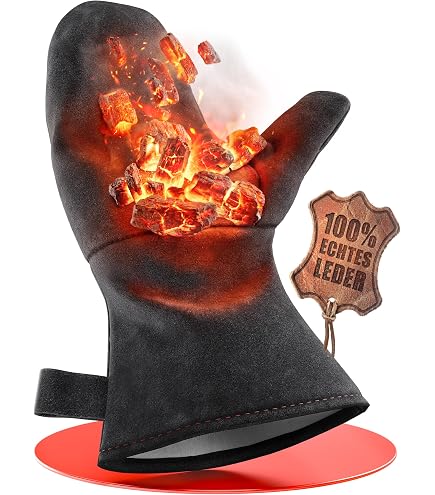 TermaTech Kaminhandschuh Wild Leder schwarz Kamin Ofen Grill Handschuh Garten