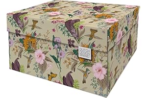 DDB Dutch Design Brand Boîte de rangement avec couvercle – Boîtes de rangement – Carton recyclable certifié FSC (dimensions : 38,9 x 31,8 x 21,1 cm) (Botanical)