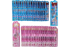 THE TWIDDLERS - 40 Set di Cancelleria per Bambini, 20 Rosa e 20 Blu - Contiene Due matite, Righello, temperino e Gomma - Multipack Perfetto per riempire i Sacchetti delle Feste per Bambini