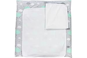 TupTam Materassino per Fasciatoio con 2 Stuoie a Spugna, Nuvole Menta, 70 x 50 cm