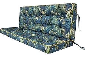 BJIRD Bankauflage für Gartenbank, Auflage für Gartenmöbel, Polsterauflage für Hollywoodschaukel, Gartenschaukelkissen, Sitzkissen und Rückenkissen, inkl. 2 Seitenkissen, 150 x 50 x 56 cm - Grüne Wiese