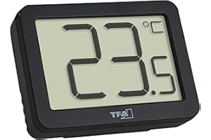 TFA Dostmann Digitales Thermometer, 30.1065.01, Temperaturkontrolle in Innenäumen, Max.-Min. Werte, schwarz, Temperaturstation, klein und kompakt